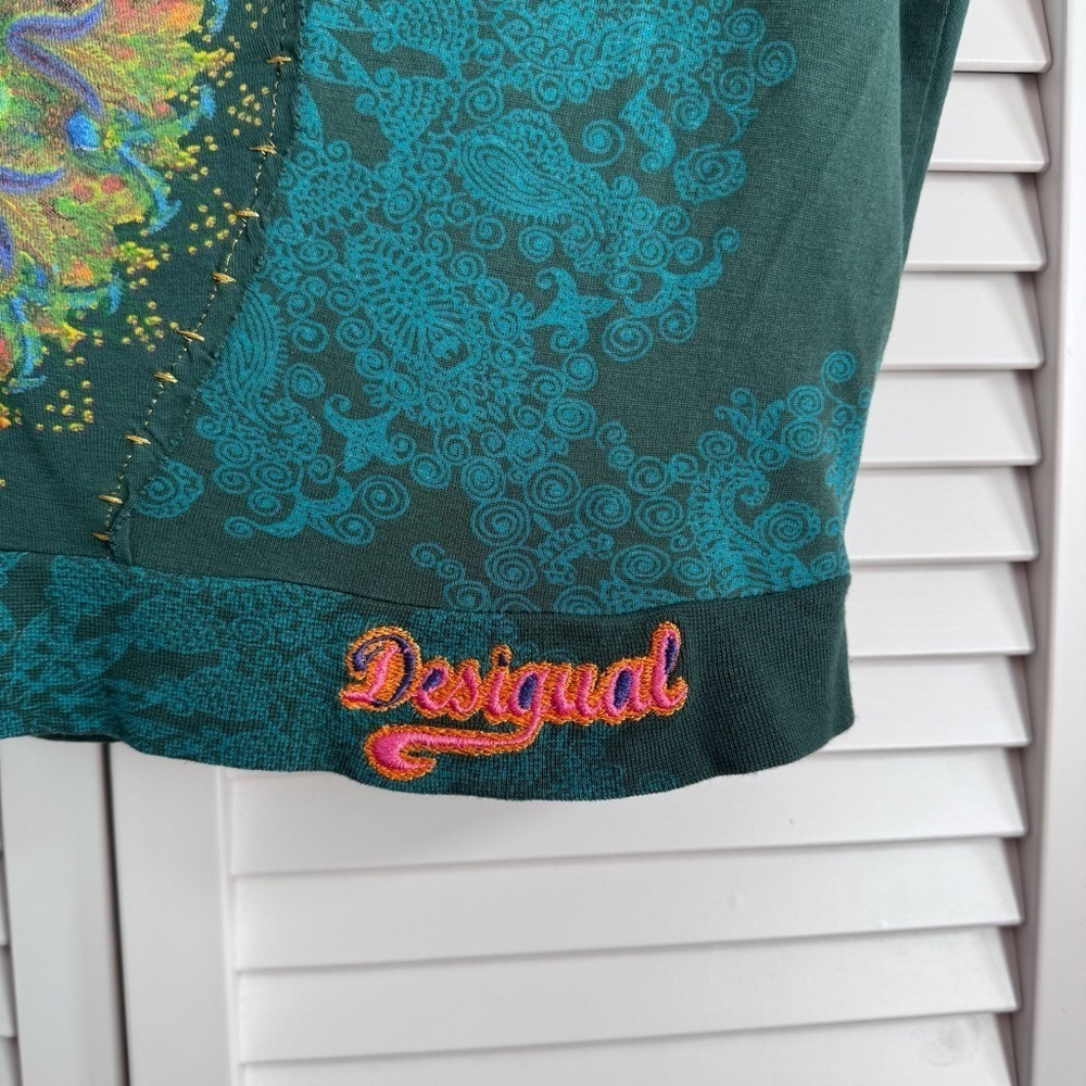 Desigual Yanira Green Short Sleeve Top Abstract Print Oversized Slouchy Small - Picture 4 of 11